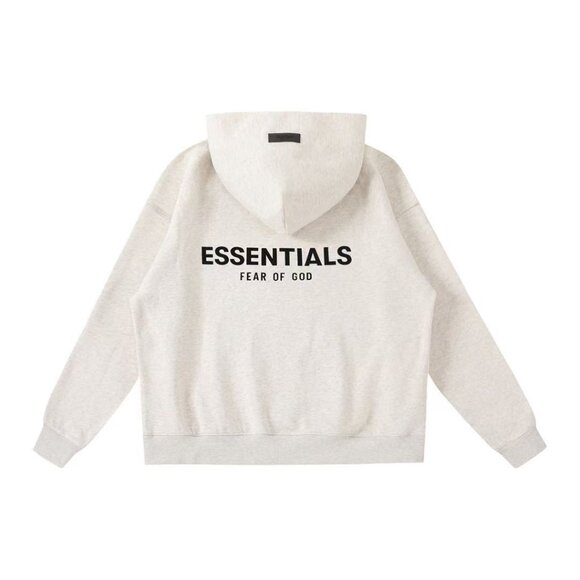Fear of God Essentials Light Grey Hooded Sweatshirt Loose Fit Basic Hoodie